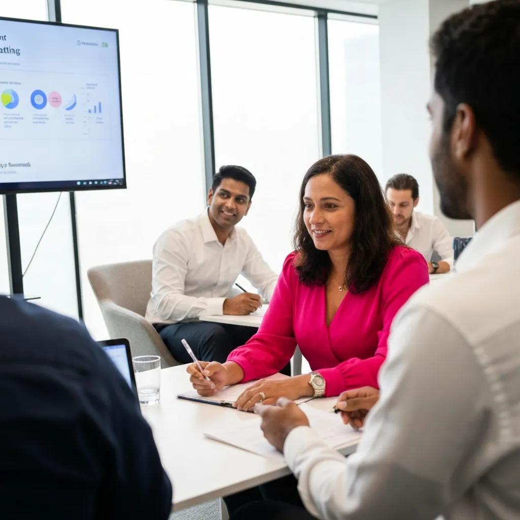 Professionals collaborating in a meeting, emphasizing the importance of meeting data in digital legacies